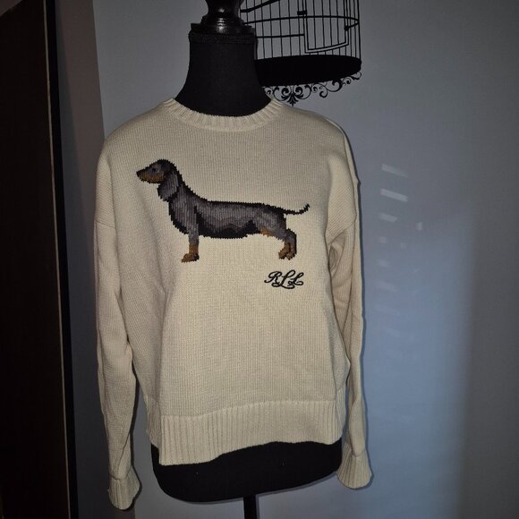 NWT Ralph Lauren Cropped Dachshund Cotton Sweater (XL) - Picture 4 of 9